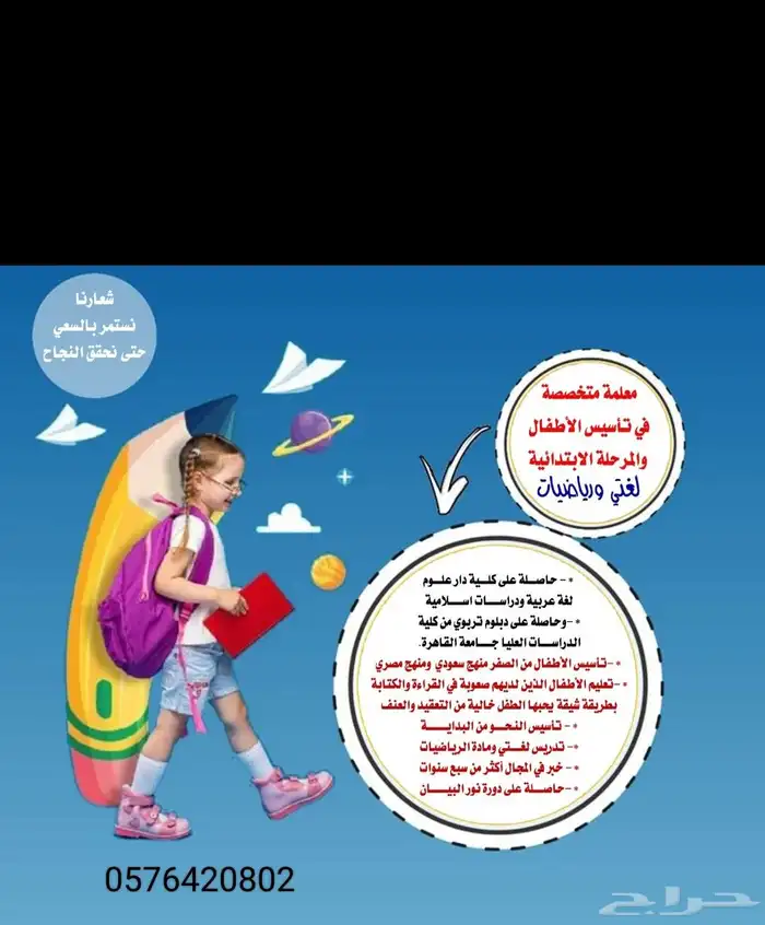 معلمه درس خصوصي لتاسيس الاطفال لغتي ورياضيات وانجليزى 0