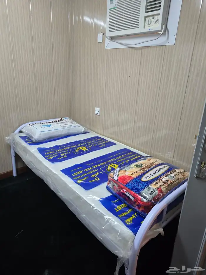 سرير حديد دورين دور واحد مراتب و بطانية و مخدة و مفرش جديد 5