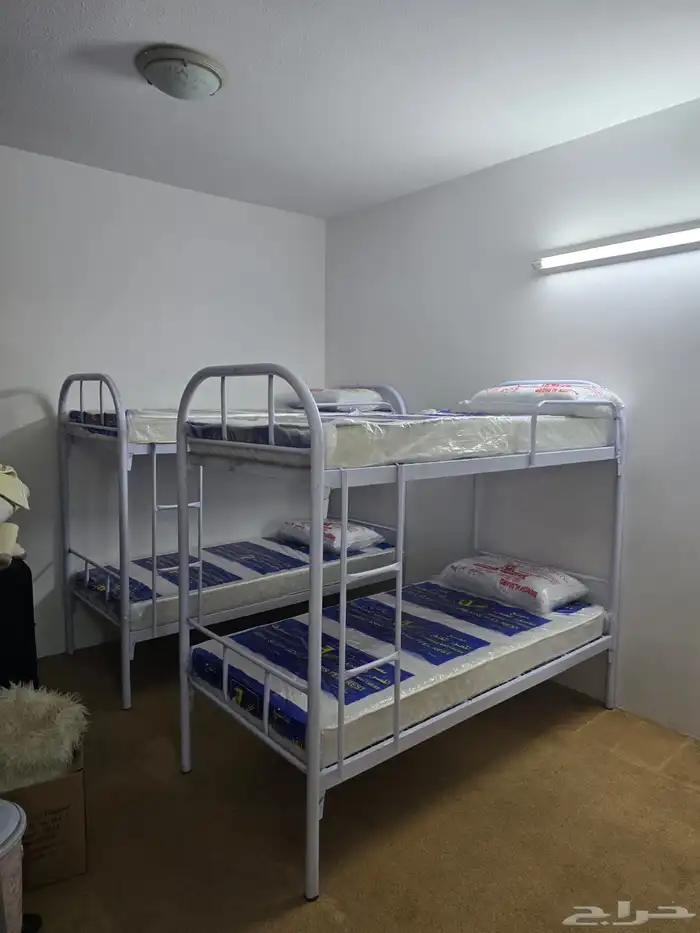 سرير حديد دورين دور واحد مراتب و بطانية و مخدة و مفرش جديد 3