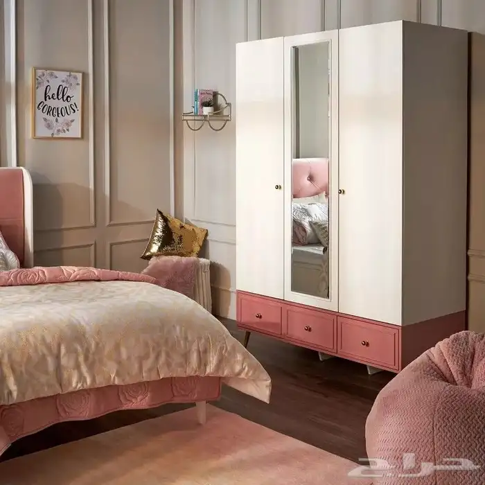 طقم غرفة نوم بناتي بسريرين جديد هوم سنتر 19