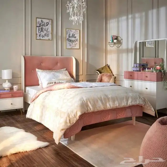 طقم غرفة نوم بناتي بسريرين جديد هوم سنتر 7