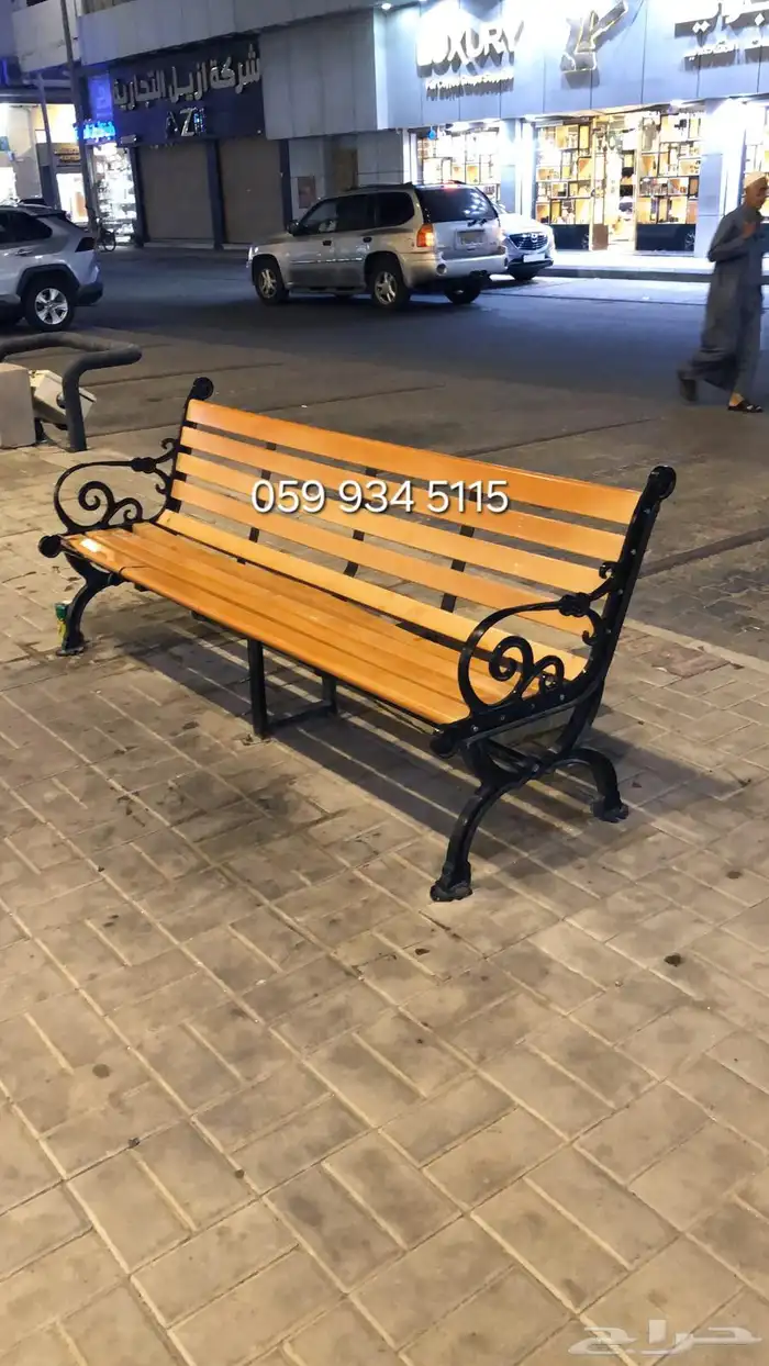 كرسي حديقة خشبي بهيكل من الحديد لعمر فني أطول لتحمل استخدام 5