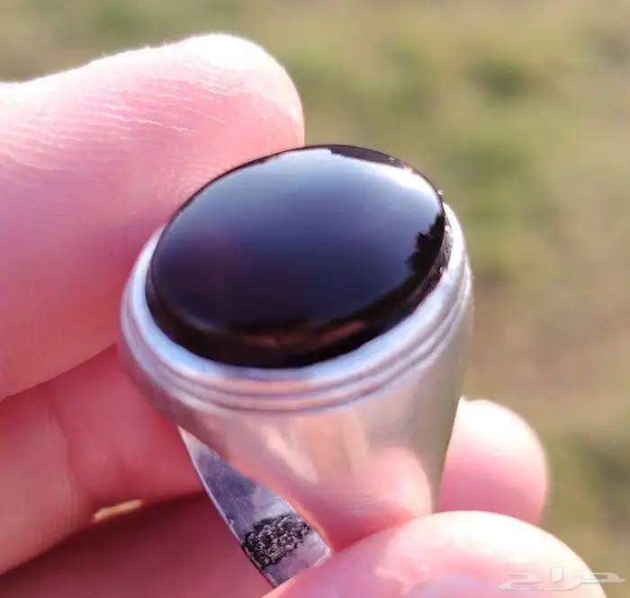 خاتم فضه بحجر عقيق يمني كبدي المقاس 22 4