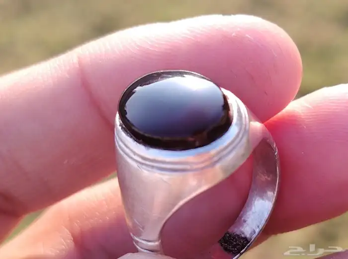 خاتم فضه بحجر عقيق يمني كبدي المقاس 22 5