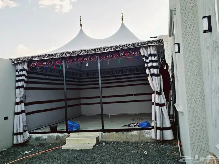 بيوت شعر مشب نار مشب رخام قرميد جمالون تلبيس قماش 1