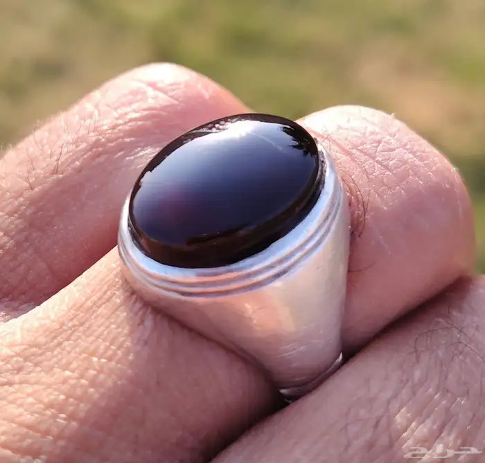 خاتم فضه بحجر عقيق يمني كبدي المقاس 22 1