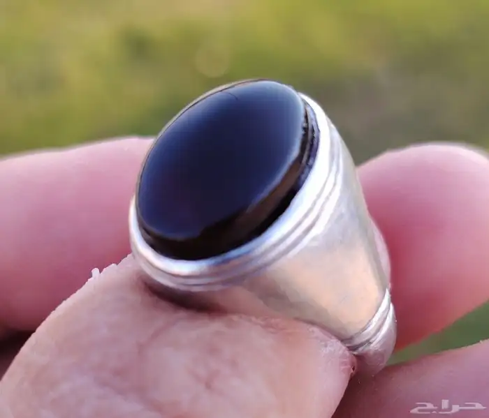 خاتم فضه بحجر عقيق يمني كبدي المقاس 22 3