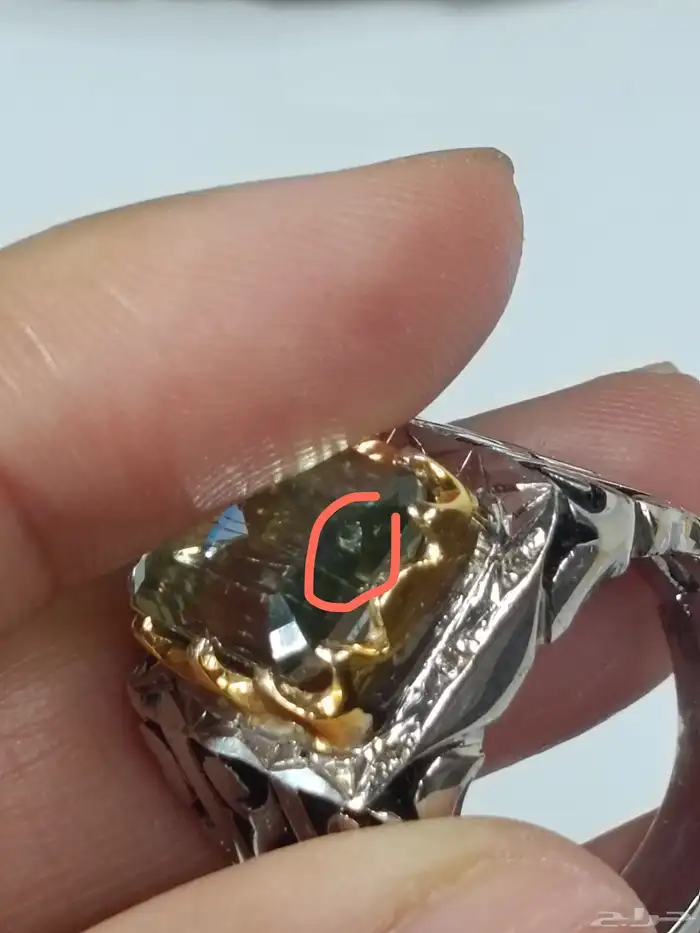 خاتم فضة بالالماس والحجر مستك توباز صياغة فاخرة 7