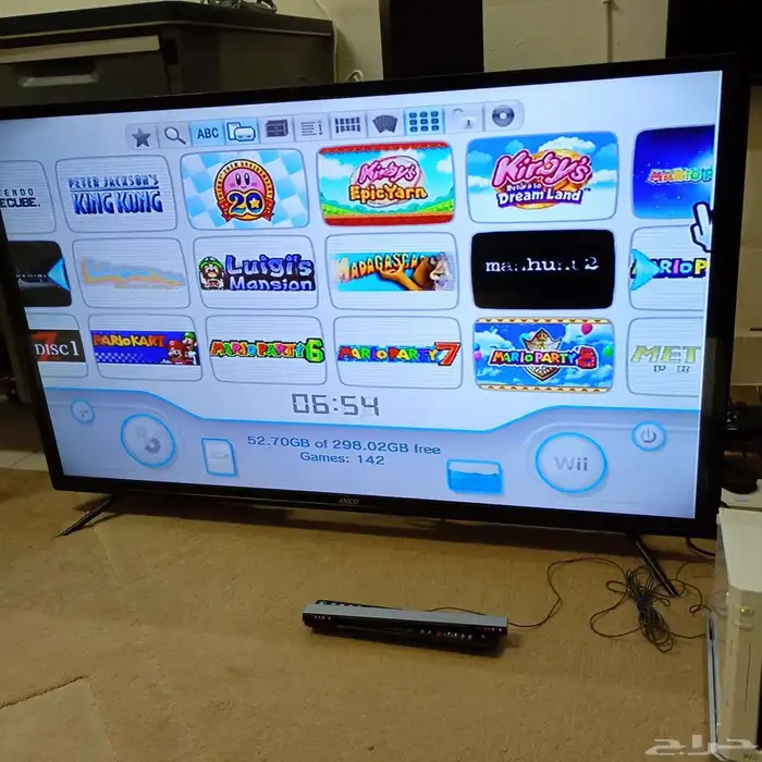 نينتيدو Wii مهكر 143 لعبة و كنترولات يشغل قيم كيوب مع كرتونه 12