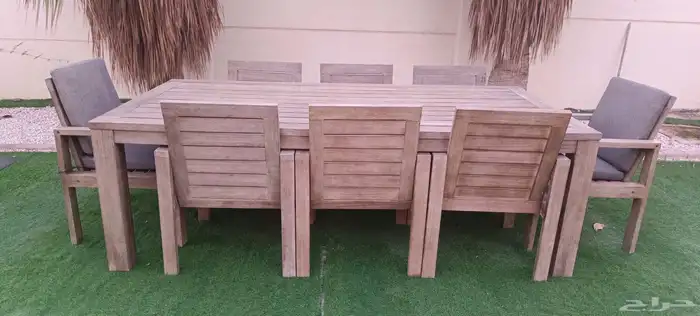 للبيع جلسة خارجية فاخرة (طاولة طعام 8 كراسي) بحالة ممتازة 0