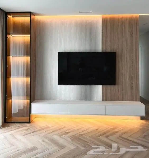 ديكورات جدار خلف ديكور الشاشه بتصميم حديث 1