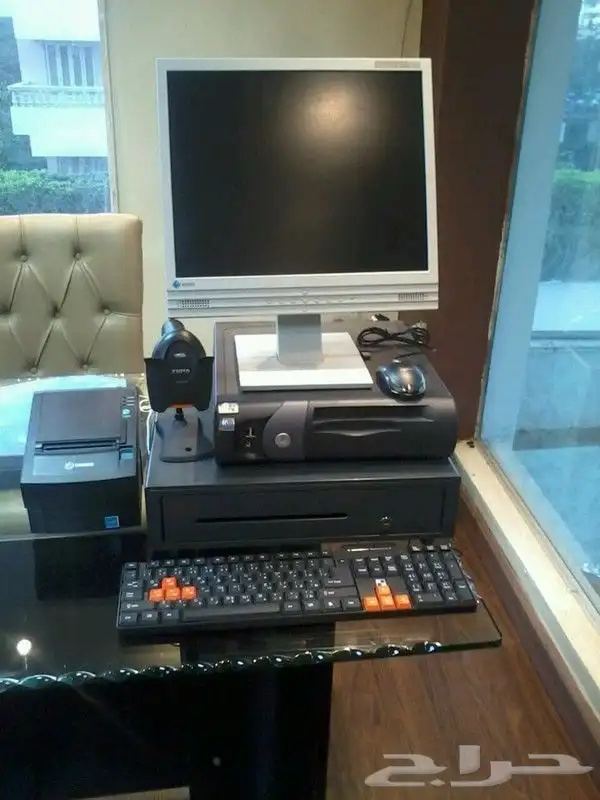 جهاز كاشير كوفي لمس معاه طابعه وصندوق بقالة صالون 0