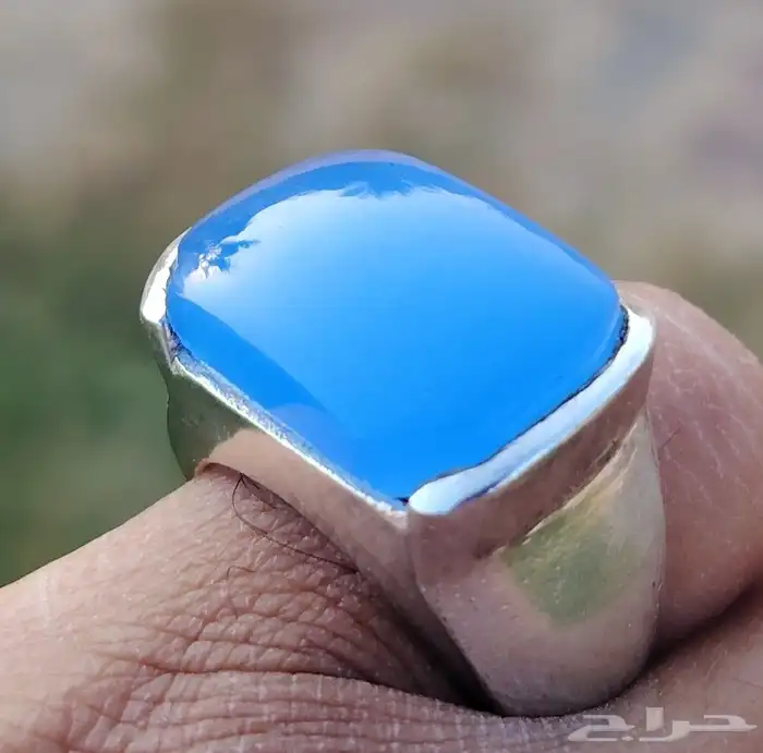 خاتم فضه بحجر عقيق يمني مقاس 23 1