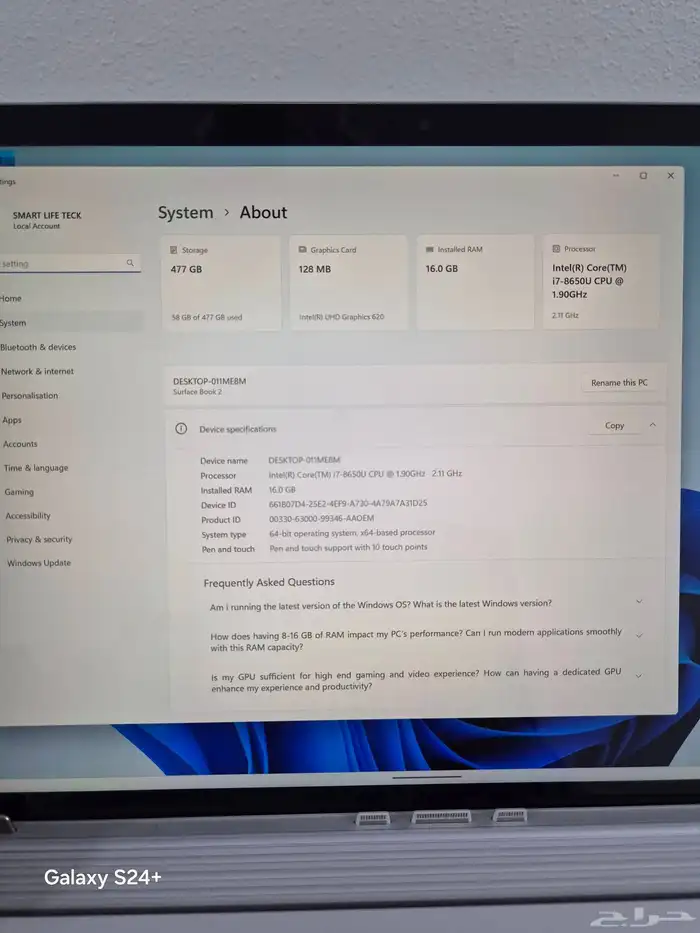 Microsoft Surface Book 2 (15 ) Core i7  8th Gen 8