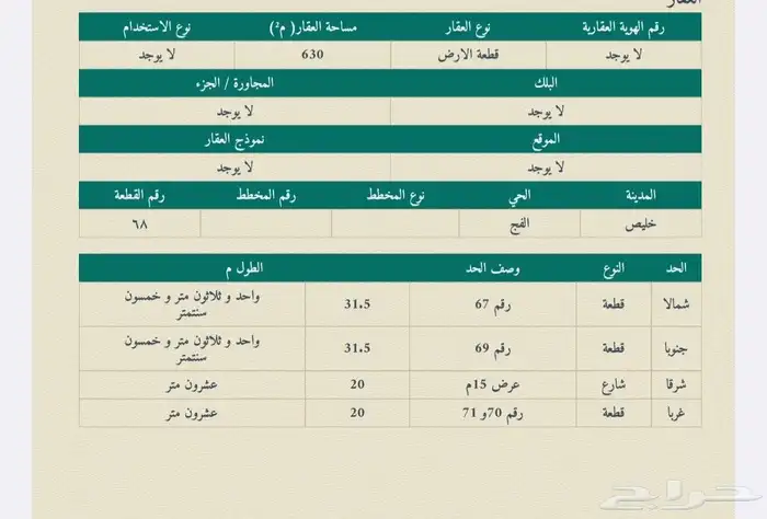 قطعة ارض للبيع في محافظة خليص حي الفج 0