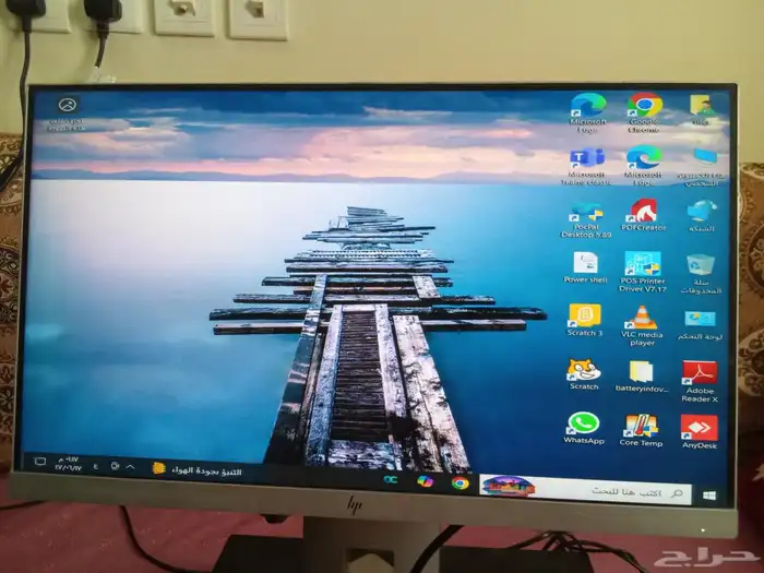 جهاز كمبيوتر مع شاشة hp كبيرة مع درج نقود وطابعة 0