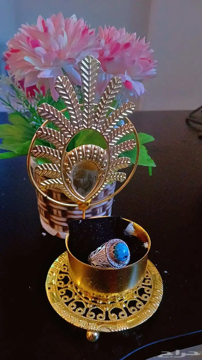 للبيع خاتم فضي فيروز ازرق نشبوري 0