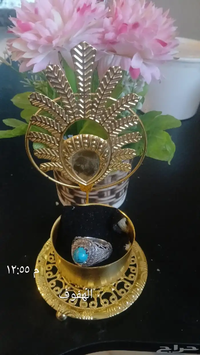 للبيع خاتم فضي فيروز ازرق نشبوري 5