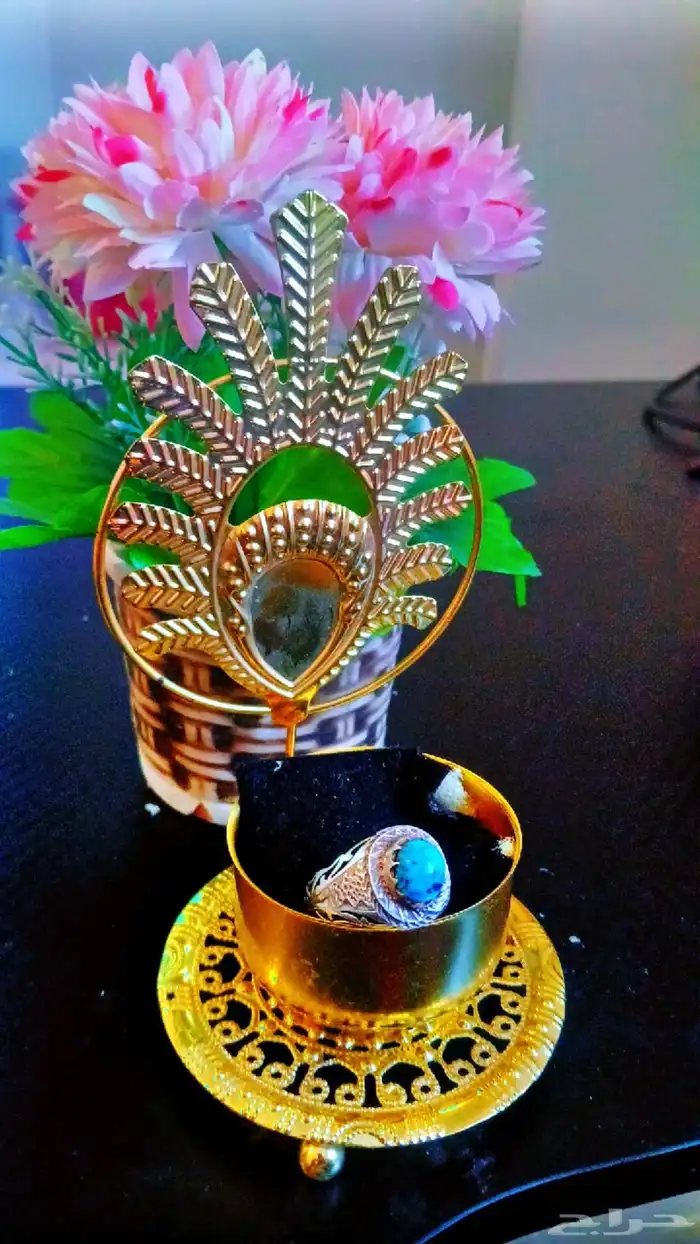 للبيع خاتم فضي فيروز ازرق نشبوري 1