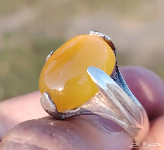 خاتم فضه بحجر عقيق مقاس 22 2