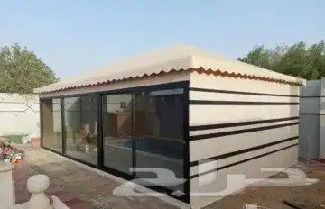 تفصيل خيام سوبر ملكية بيوت شعر ملكية مشبات رخام مجالس زجاجيه 39