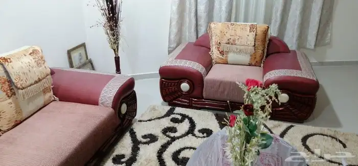 كنب (5 مقاعد) مع اريكة - نص جلد ونص قماش 4