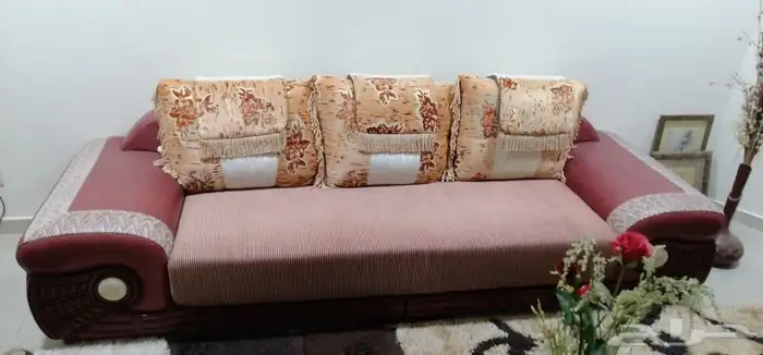 كنب (5 مقاعد) مع اريكة - نص جلد ونص قماش 3