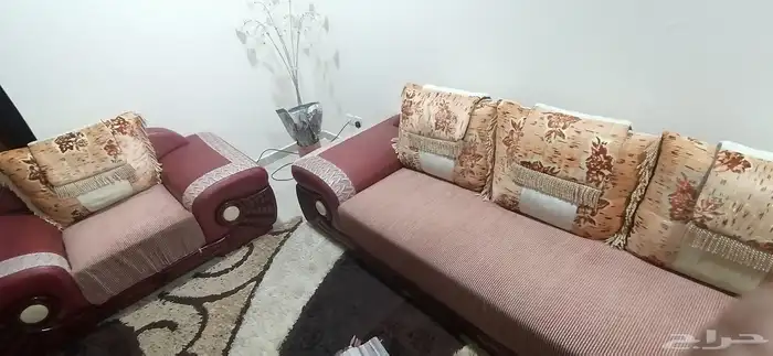 كنب (5 مقاعد) مع اريكة - نص جلد ونص قماش 1