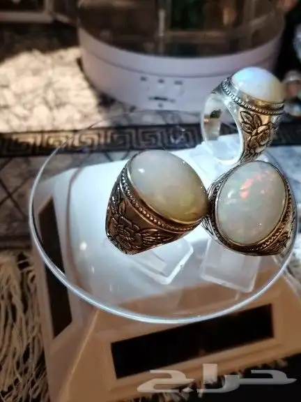 عدد 3 خواتم اوبال اثيوبي فل فاير ثلجي غير معالج صياغة مميزة 4