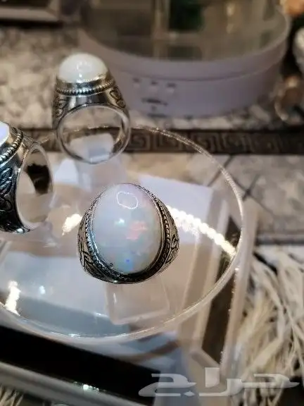 عدد 3 خواتم اوبال اثيوبي فل فاير ثلجي غير معالج صياغة مميزة 2