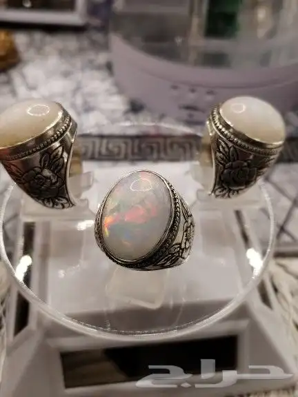 عدد 3 خواتم اوبال اثيوبي فل فاير ثلجي غير معالج صياغة مميزة 0