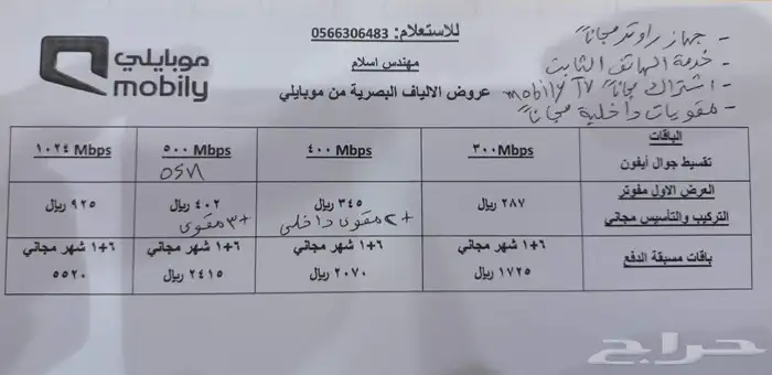 موبايلي فايبر 300 1