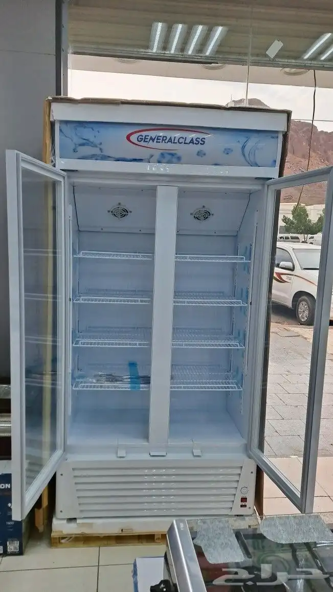 ثلاجة عرض بابين جنرال 620 لتر باب زجاج 0
