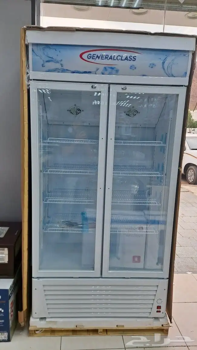 ثلاجة عرض بابين جنرال 620 لتر باب زجاج 1