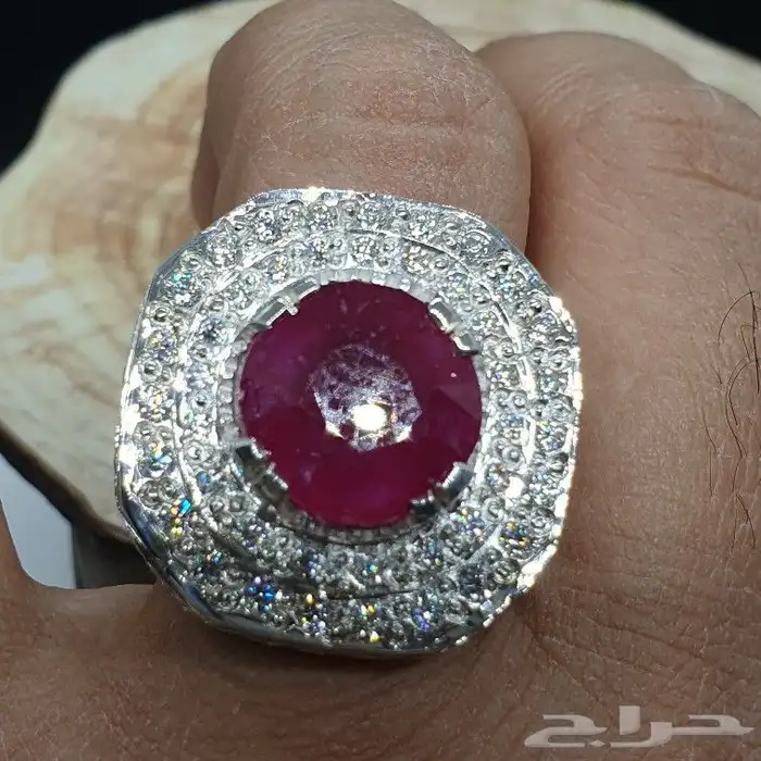 خاتم ياقوت مرصع الماس كامل 1200ريال مميز 1