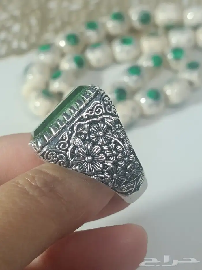 فضة صياغة عارف الحجر اوبسيديان يماني بركاني شفاف من النوادر 2