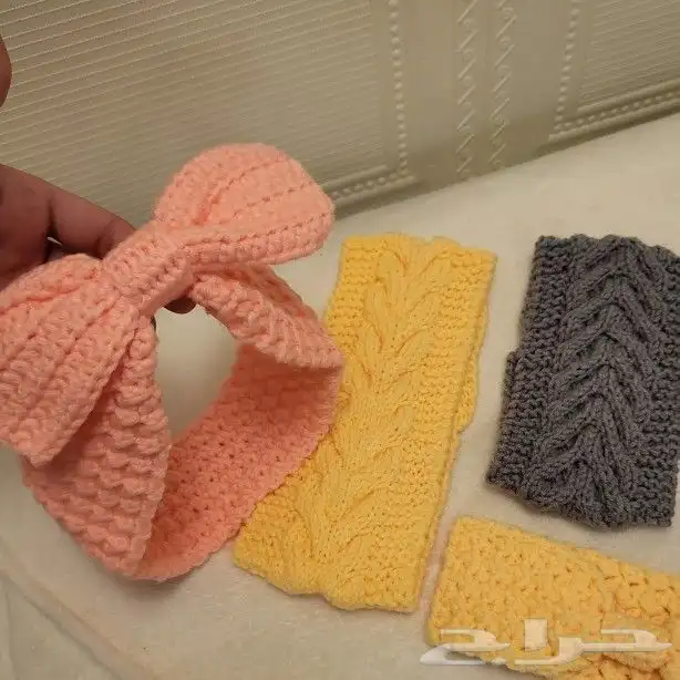 ربطات شعر أمامية من الصوف جديدة يدوية 0