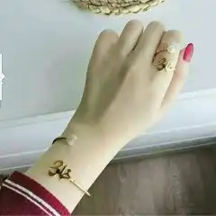 طقم سلسل وخاتم بلاسم مطلي ذهب بجوده وجمال 1