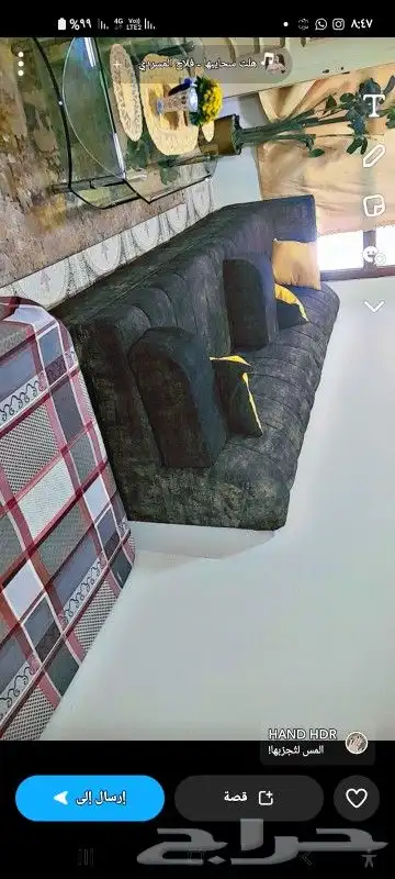 طقم كنب مكون من 5 قطع وركنيتين بحاله جيده جدا 0