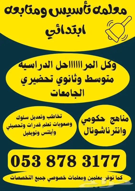 مدرسه خصوصي بدرجه الماجستيرالمراحل الدراسيه النظيم الندوه ال 2