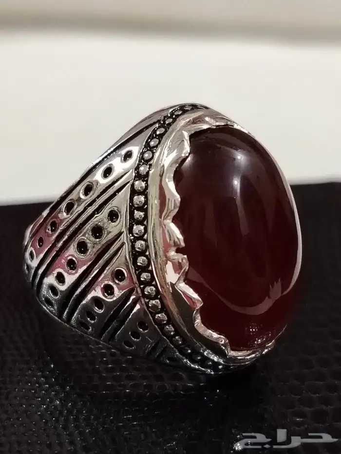 خاتم العقيق الأحمر الخرساني نقش يدوي 1