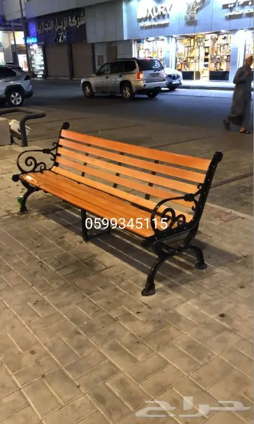 مقاعد خشبية صلبة وكراسي شرفة مقاعد حديقة سلة مهملات 0