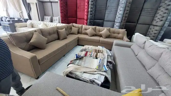 كنب جديد جاهز حرف ال و7نفر بأسعار مناسبة شامل التوصيل 40