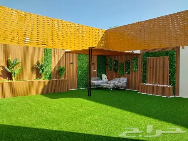 تنسيق حدائق عشب ارضي عشب جداري بديل خشب صفائح حجريه 15