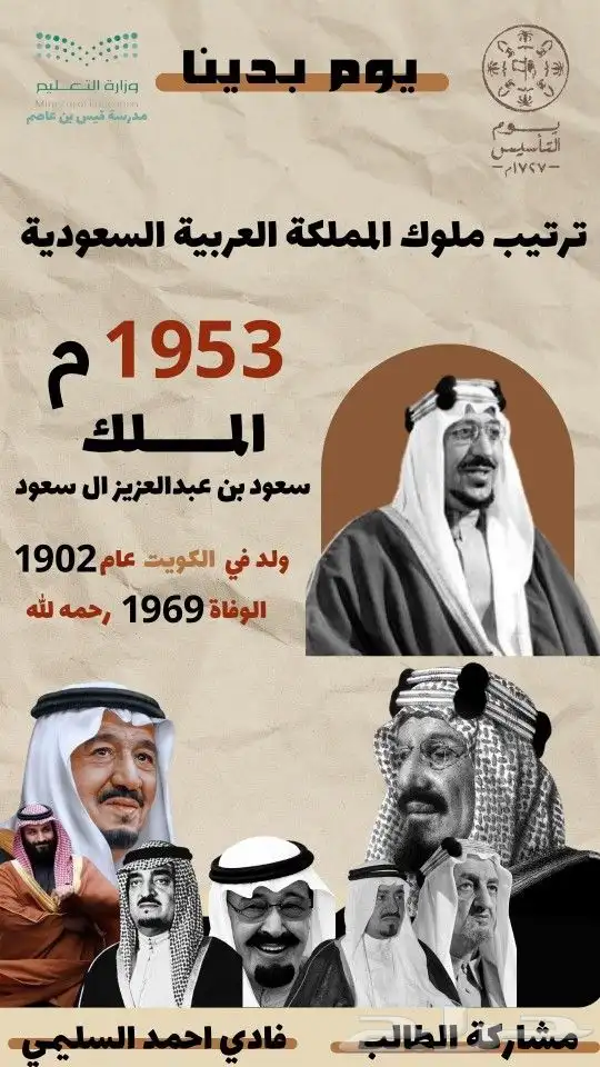 تصميم مميز باسم الطالب ليوم التأسيس 1