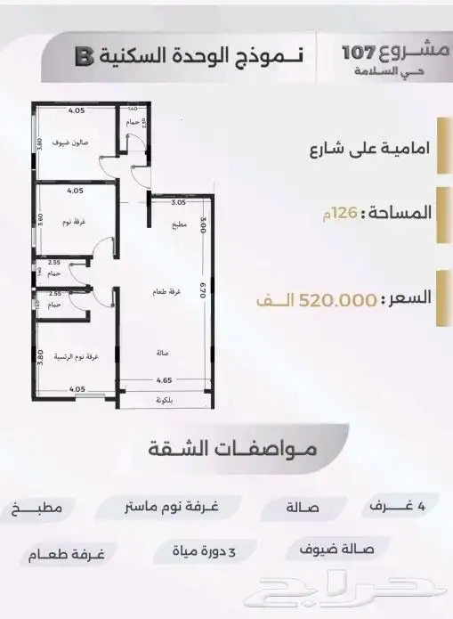 شقق وملاحق للسكن والاستثمار حي السلامه قيد الانشاء 3