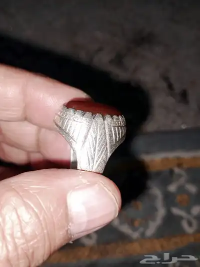 خاتم فضي الفص عقيق يمني 4