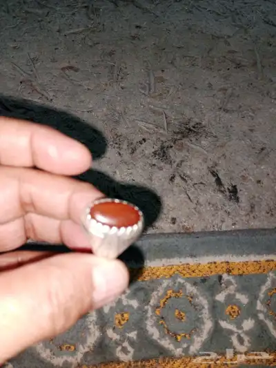 خاتم فضي الفص عقيق يمني 5