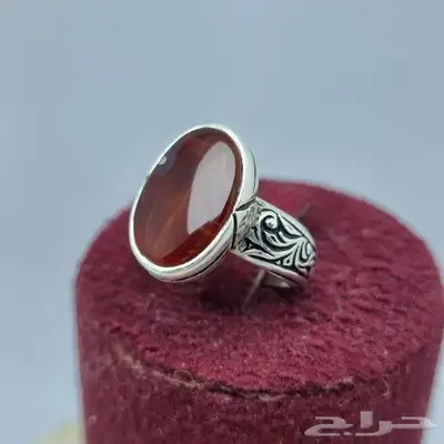 خواتم ملكيه احجار عقيق كبدي كرزي طبيعي 14