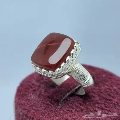 خواتم ملكيه احجار عقيق كبدي كرزي طبيعي 4